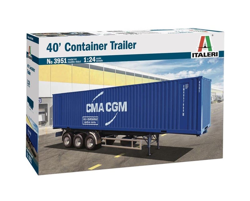 Italeri 3951S 1:24 Container Trailer 40 ft Building Stand Model Making Crafts Hobby Gluing Plastic Construction Kit True to Detail - Image 1